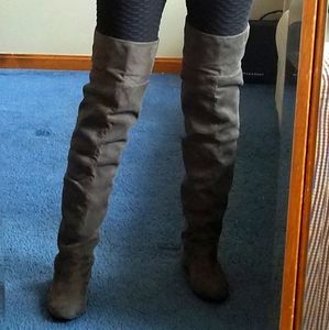 Over the knee suede boots